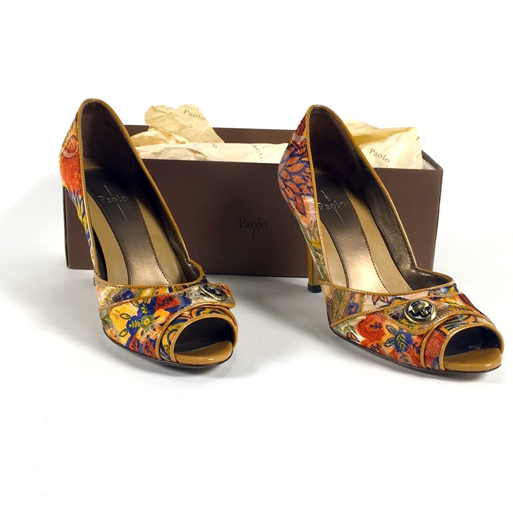 Línea Paolo Lina Camel Multi Colored Pumps